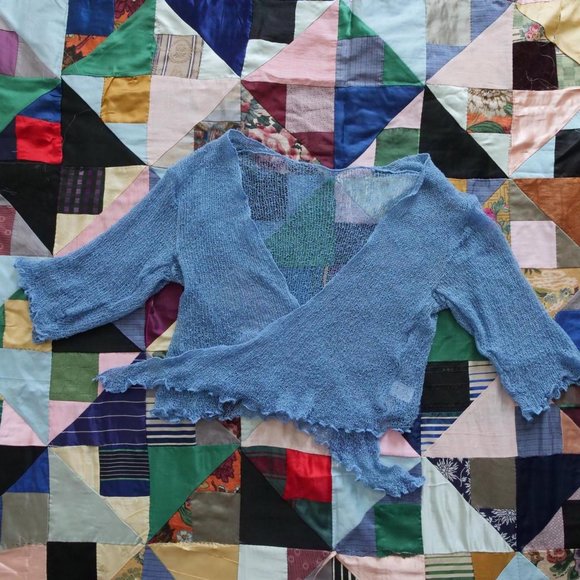 90s/y2k sheer open crocheted wrap top - Picture 4 of 4